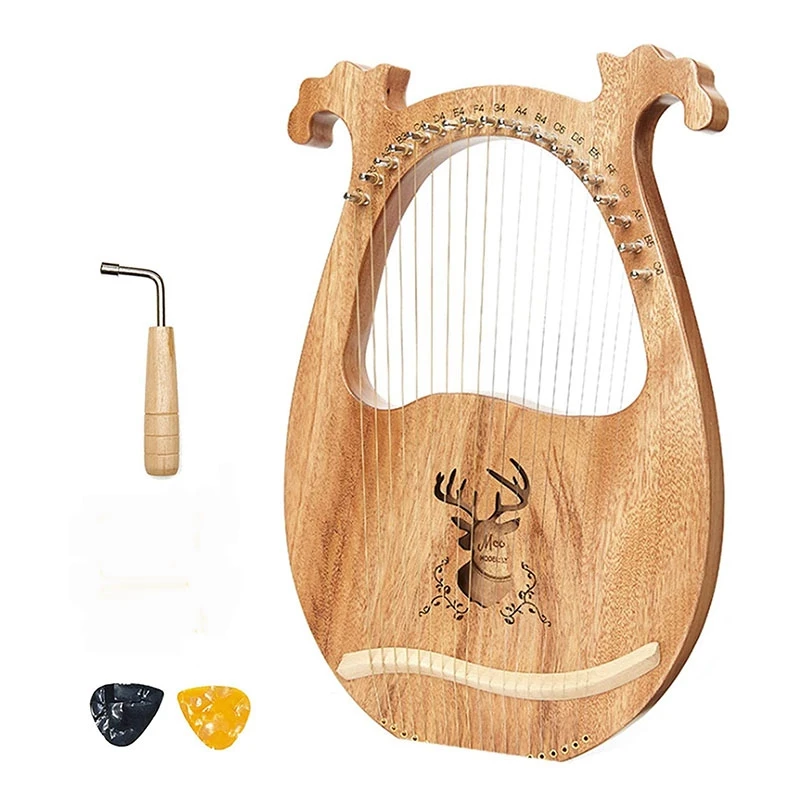 

Mcool Lyre Harp,19-String Wooden Lyre Harp,with Tuning Wrench and Picks,Orchestral Harp for Music Enthusiast,Beginners,Etc