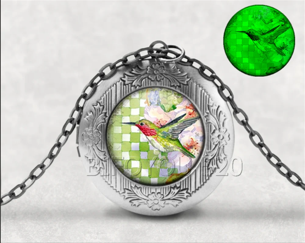 BIFOYOU Колибри кабошон стекло ароматерапия фото медальон ожерелье Духи Подвеска