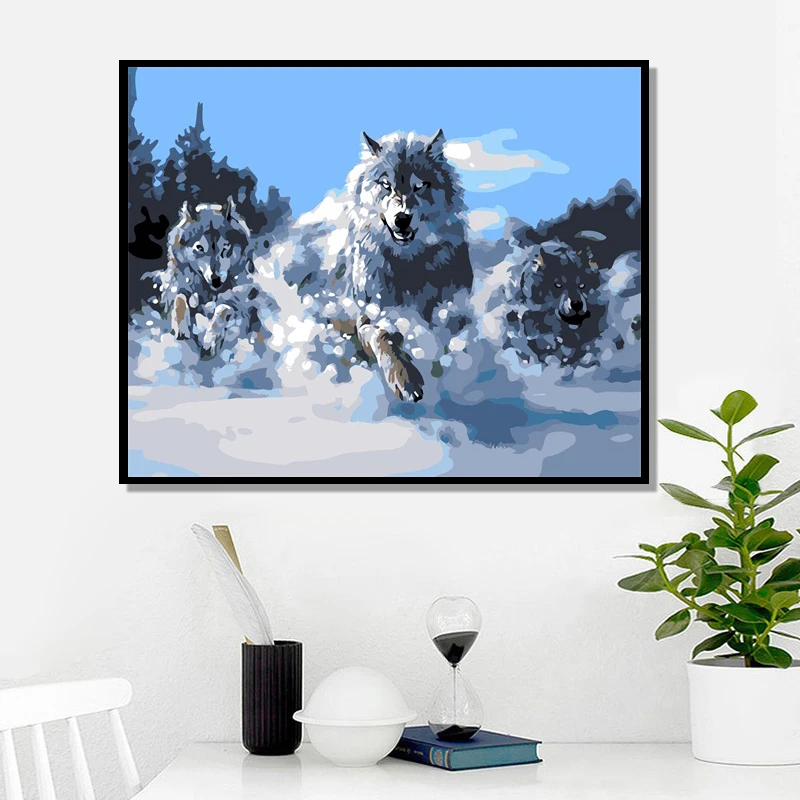 YIJIE DIY живопись по номерам Волк Рисунок на холсте Ручная роспись искусство
