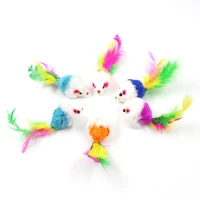 cute mini soft fleece false mouse cat toys interactive feather funny playing training toys for cats kitten puppy pet supplies