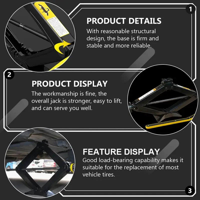 

1 Set Universal Car Foldable Hand Cranking 3 Ton Jack Rocker Folding Handle Scissor Jack Auto Tire Repair Tools