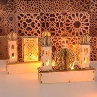 ramadan decorations diy wooden pendant with led lights eid mubarak favors wood craft islamic muslim party eid gift supplies