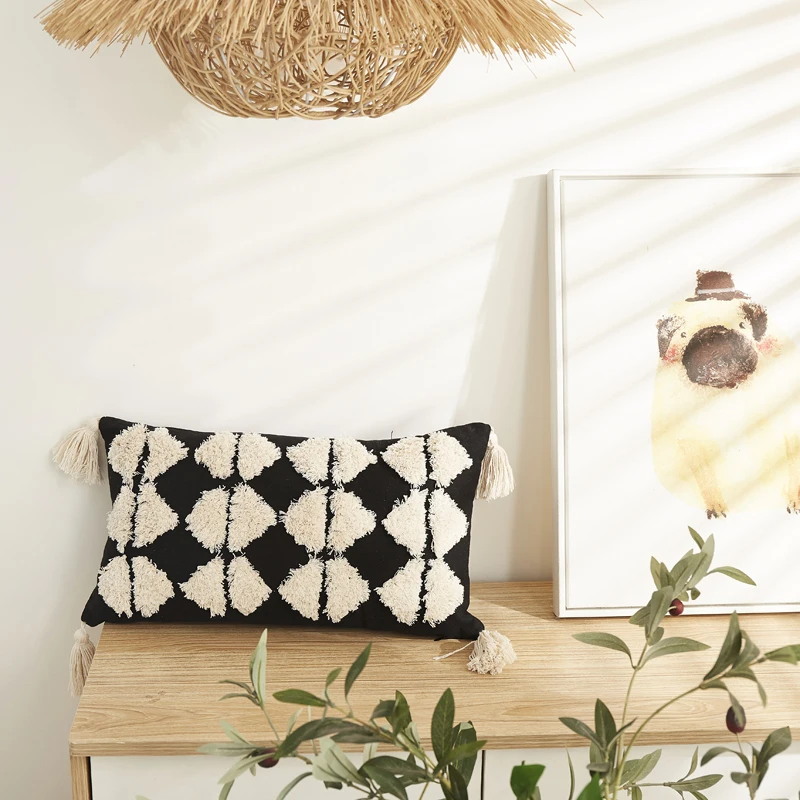 

30*50 Tufted Tassel Stripe Cushion Cover Or Geometric Throw Pillow For Sofa Seat Office Bed Decor Nordic Home Decoration Textile