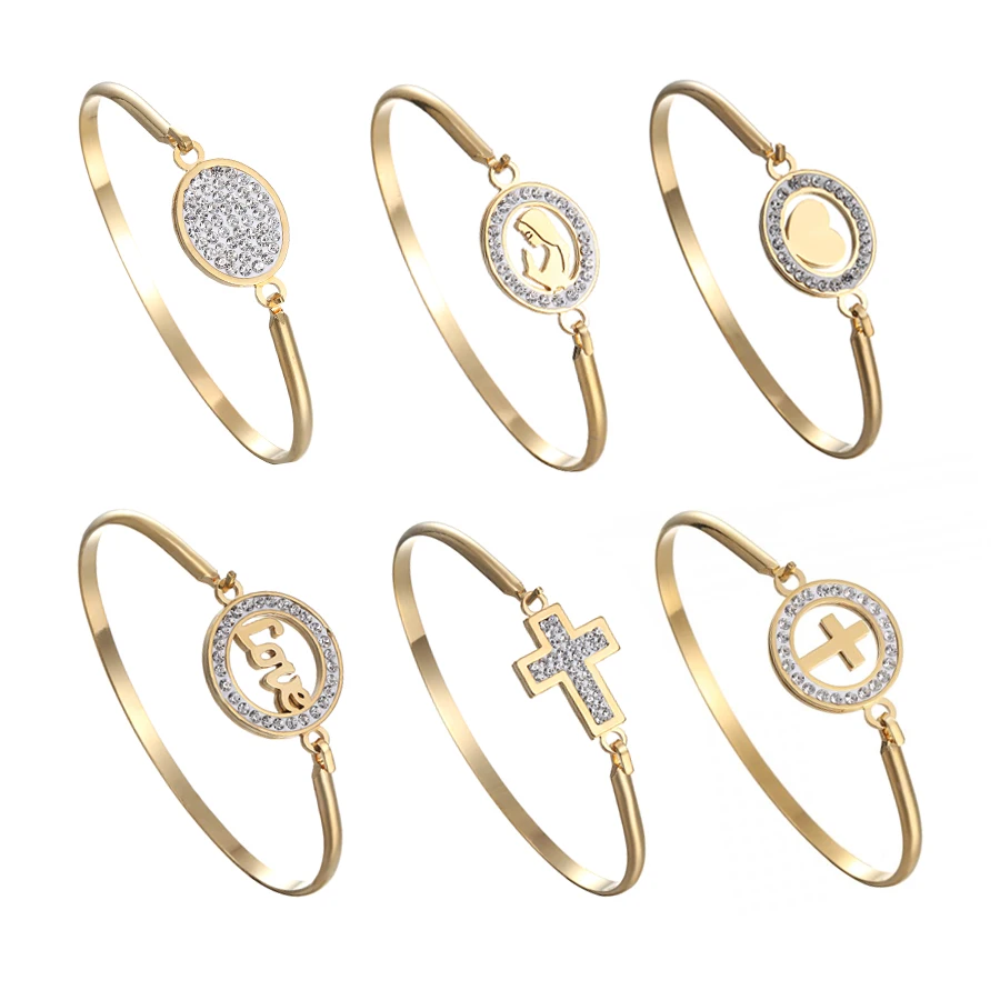 6 стилей из нержавеющей стали ювелирные изделия оптом циркон браслеты с принтом в