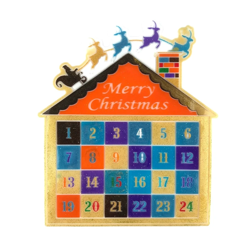 

Q1FA Christmas Countdown Calendar Epoxy Resin Mold Xmas Advent Calendar Silicone Mould DIY Crafts Home Decoration Casting