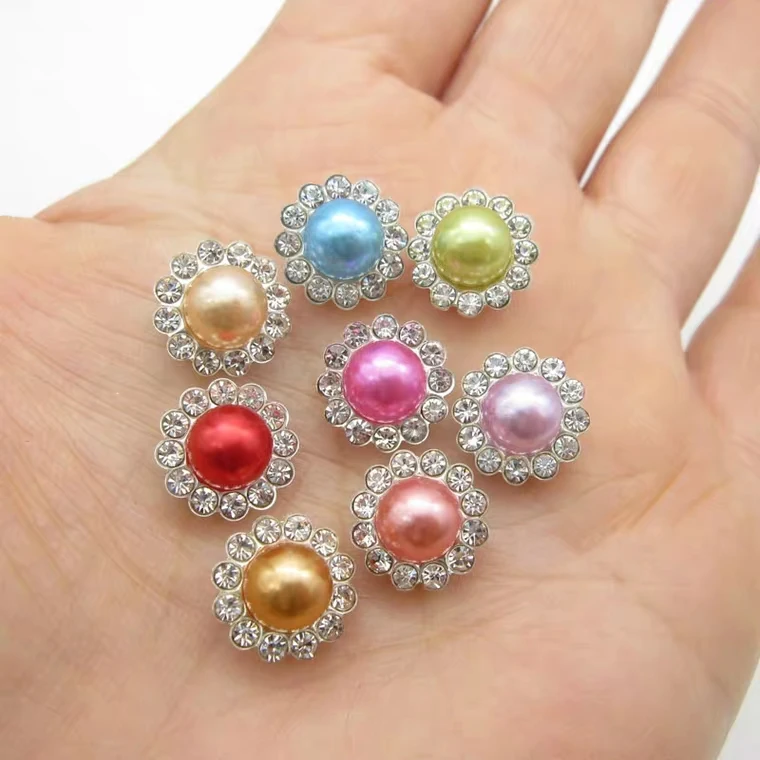 

2020New 500Pcs 12mm Pearl Rhinestones Sunflower Sewing button for DIY Decorative clothes or shoes and hair accessories BT97