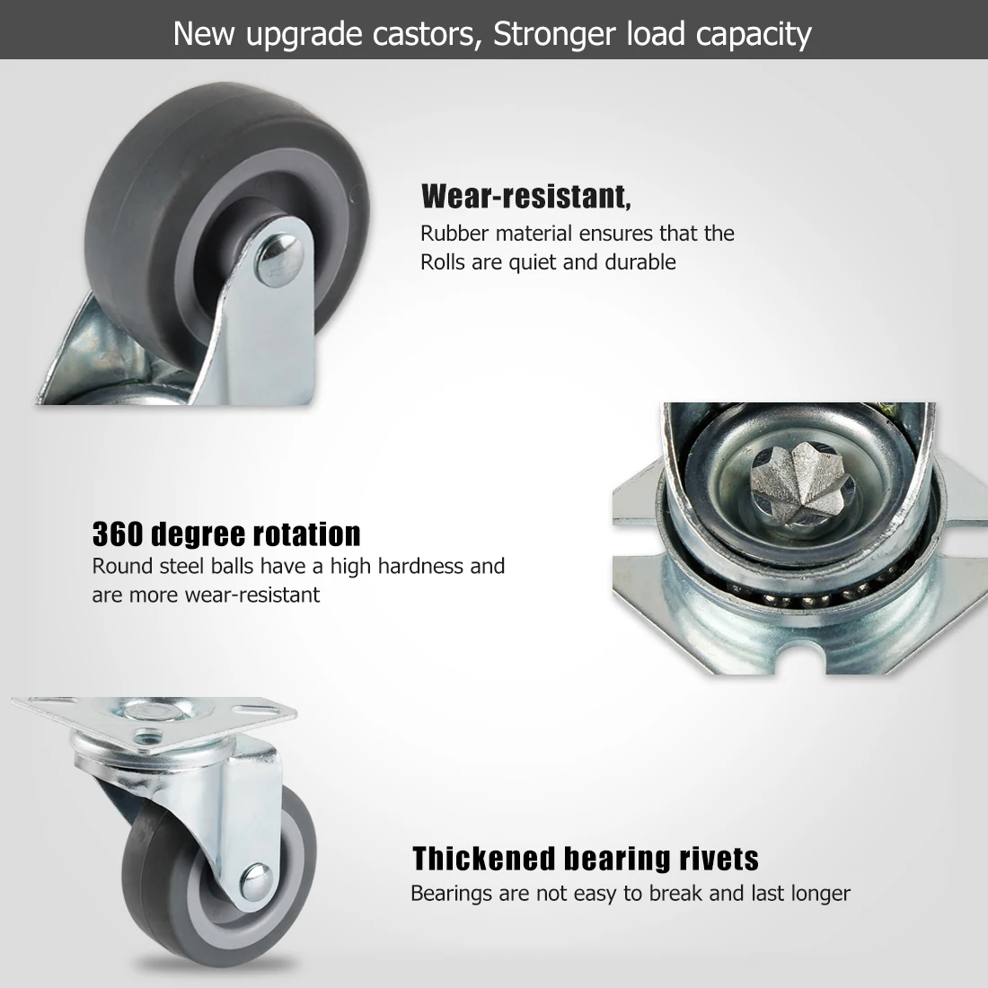 8pcs/set Rubber Furniture Wheels 50mm Caster polypropylene Swivel Casters with 360 Degree Top Plate Office Chair | Обустройство дома