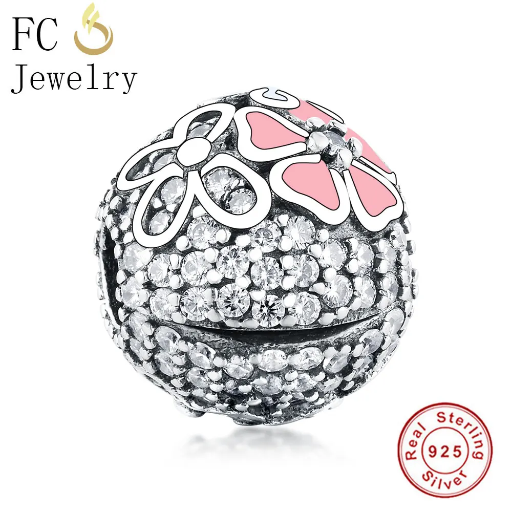 FC ювелирное изделие, браслет Pandora, 925 серебро, сердце, цветок, эмаль, цирконий, замок, фиксатор, бусина, рефлексион, Berloque - Цвет: FC0506