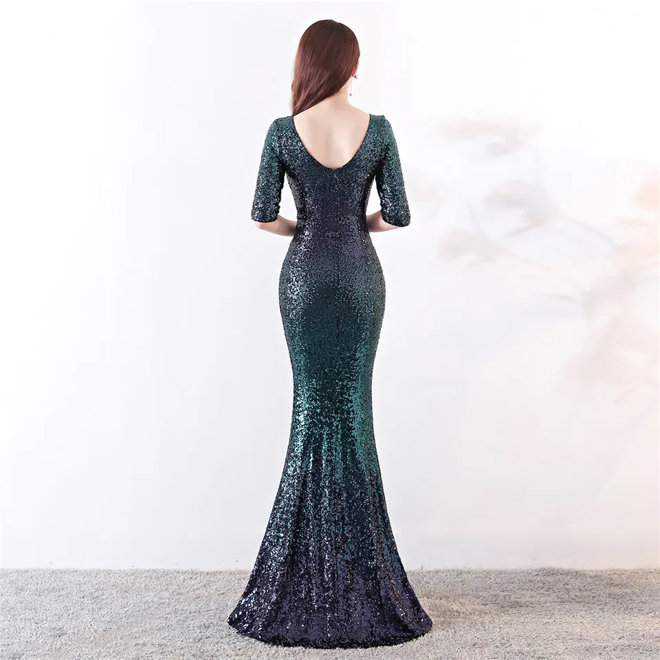 Вечерние платья Сексуальные блестками V образным вырезом Половина рукава It's Yiiya
