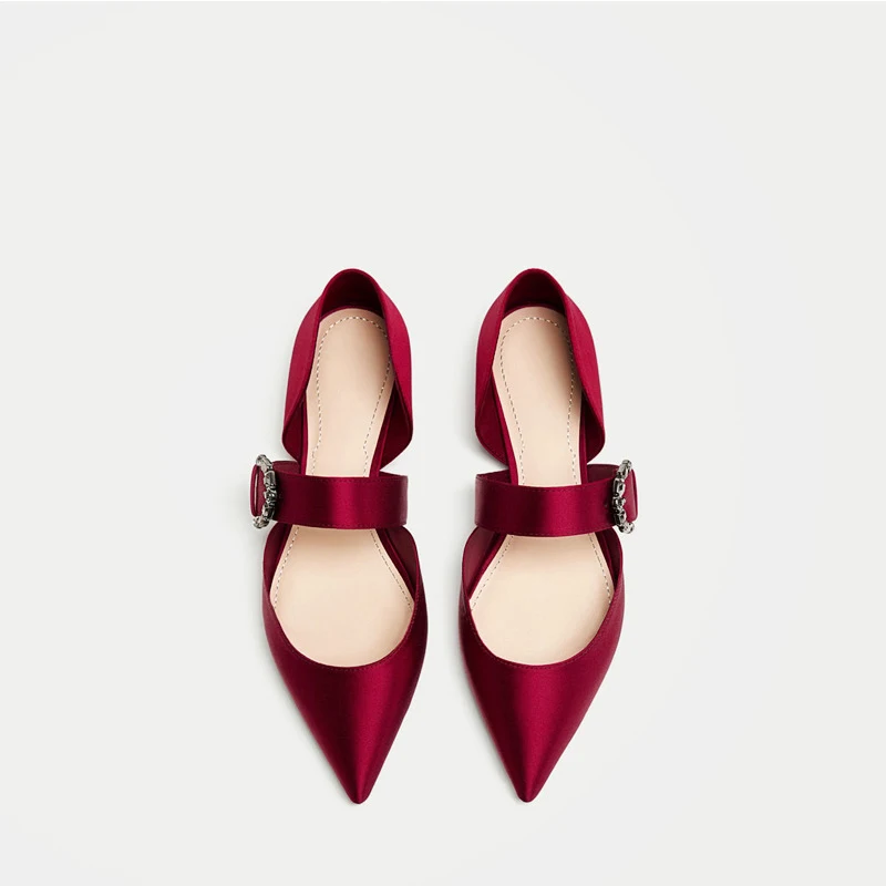 Женские туфли мэри джейн на плоской подошве элегантные шелковые лоферы с острым