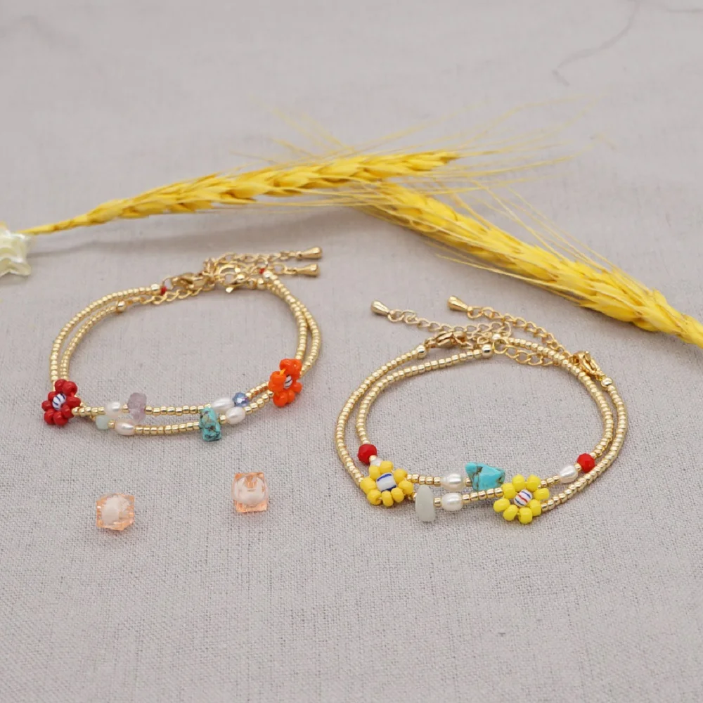 Go2boho браслет с пресноводным жемчугом женские богемные Цветочные браслеты