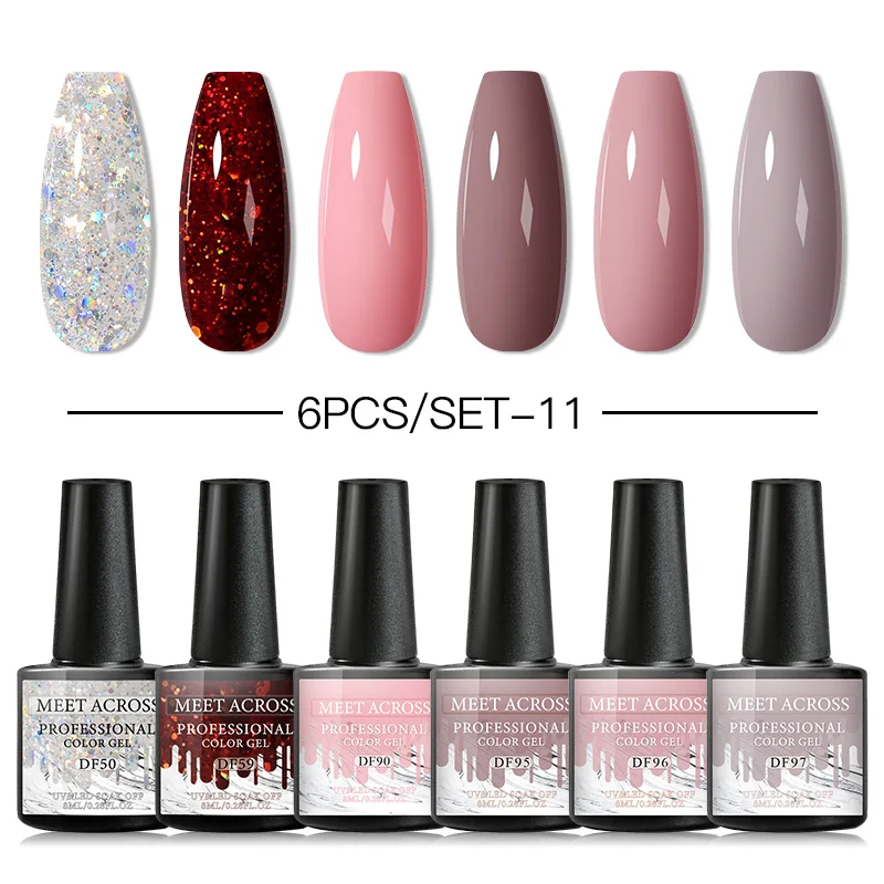 6 шт набор гель лаков для ногтей Полупостоянный Гибридный Гель лак базовый топ