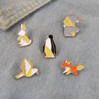 Креативная брошь в виде животного оригами, простая универсальная цветная Изысканная брошь в форме пингвина оригами, кролика
