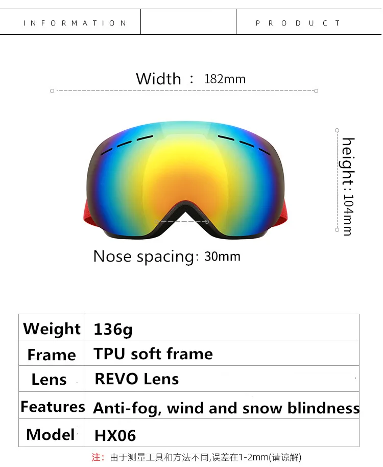 

POC Brand Ski Goggles Men Women Winter Anti-Fog Snow Ski Glasses With Free Mask Double Layers UV400 Snowboard Goggle ski maks