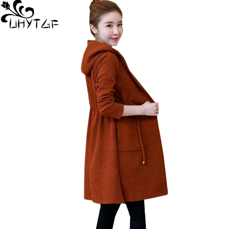 Вязаный свитер UHYTGF на весну и осень пальто женская модная свободная блестящая