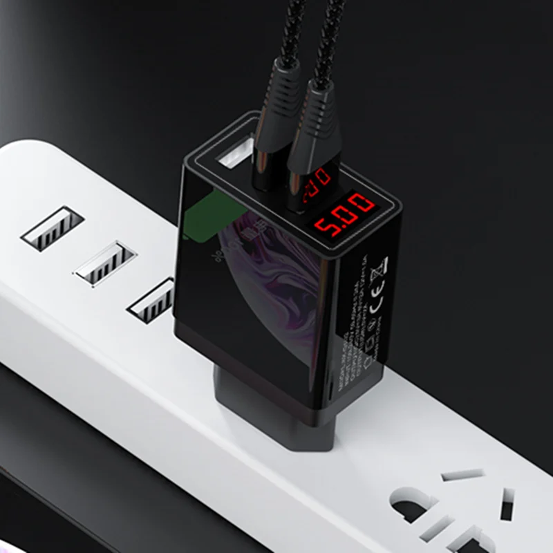 Быстрая зарядка 3 0 USB зарядное устройство для телефона светодиодный цифровой