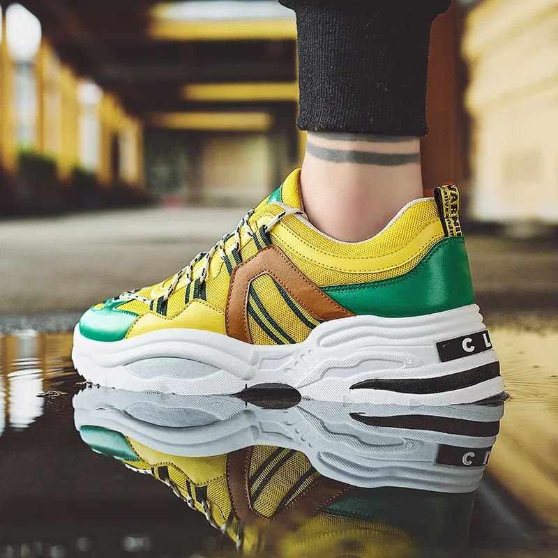 2019 Hot Style Men Sneakers Height Increasing Yellow Running Shoes Breathable Jogging Colors Sport Male Fitness Cool Shoe | Обувь