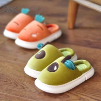 2022 new childrens cotton slippers boys indoor antiskid plush warm girls cute funny home kids shoes in winter furry slides