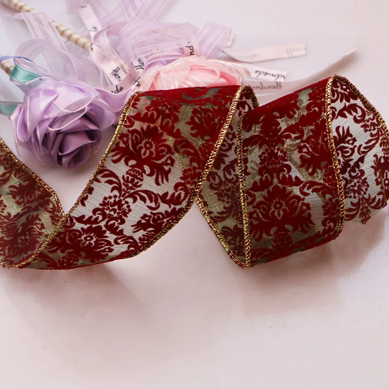 Mixed 5yard 5.8cm-6cm Organza gauze with iron gold hand woven belt gift packaging accessories | Дом и сад