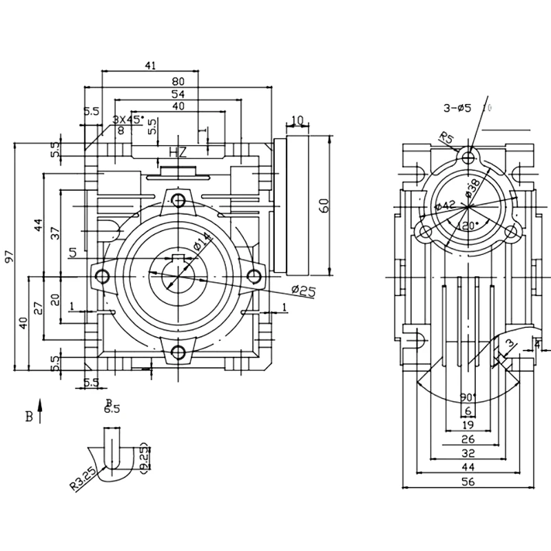 10:1 червячный редуктор Nmrv030 редуктор-червячный серии-редуктор коробка передач |