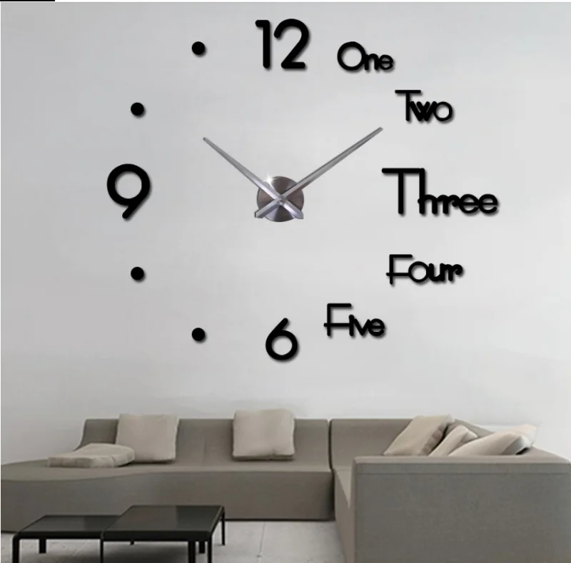 

2021 New Real Metal 3d DIY Acrylic Mirror Wall Clock Watch Clocks Home Decoration Modern Needle Quartz Stickers