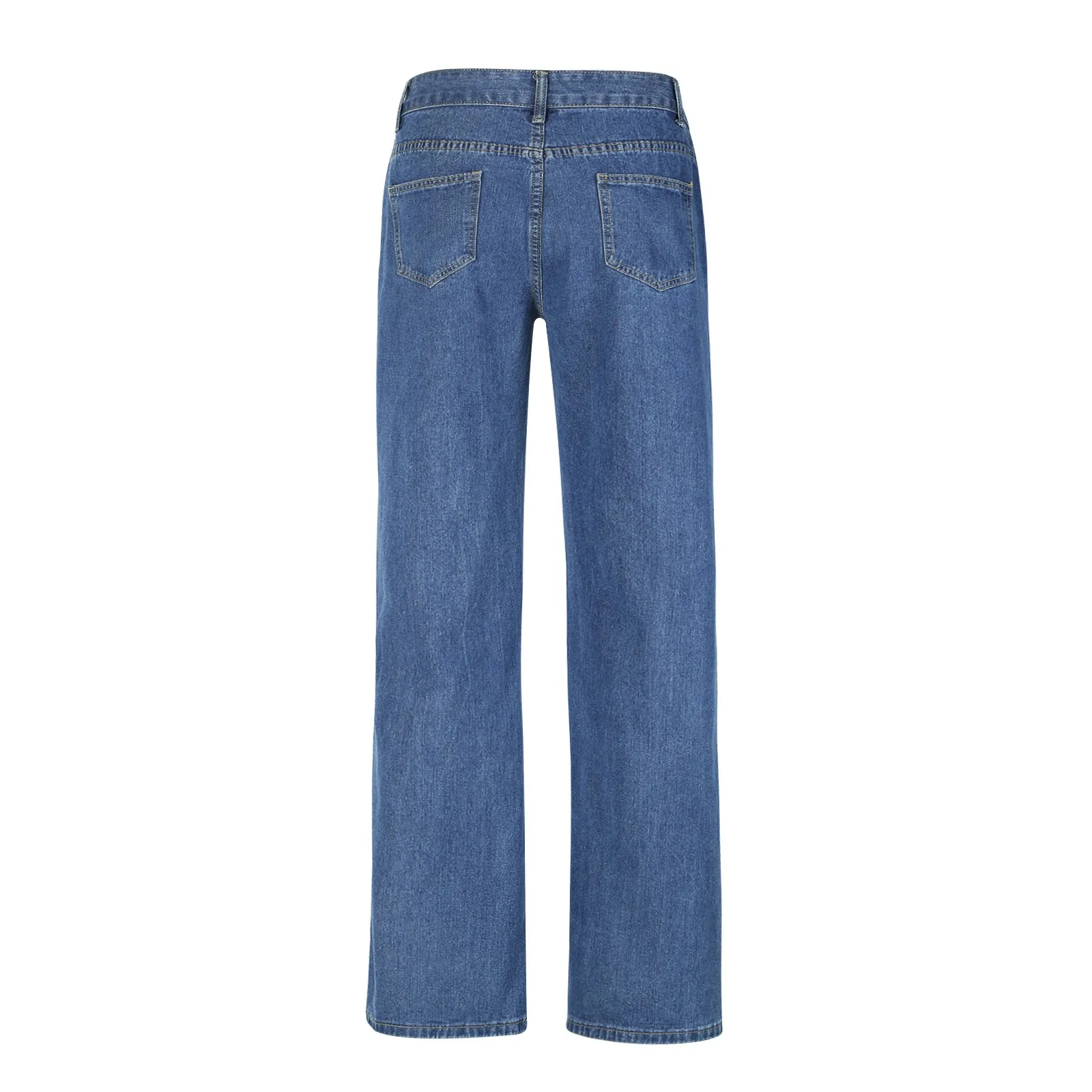 

40# High Waist Casual Pants Jean Femme Hole Denim Trouser Fitting Wide Leg Jeans Stretch Ripped Hole Jeans For Girls