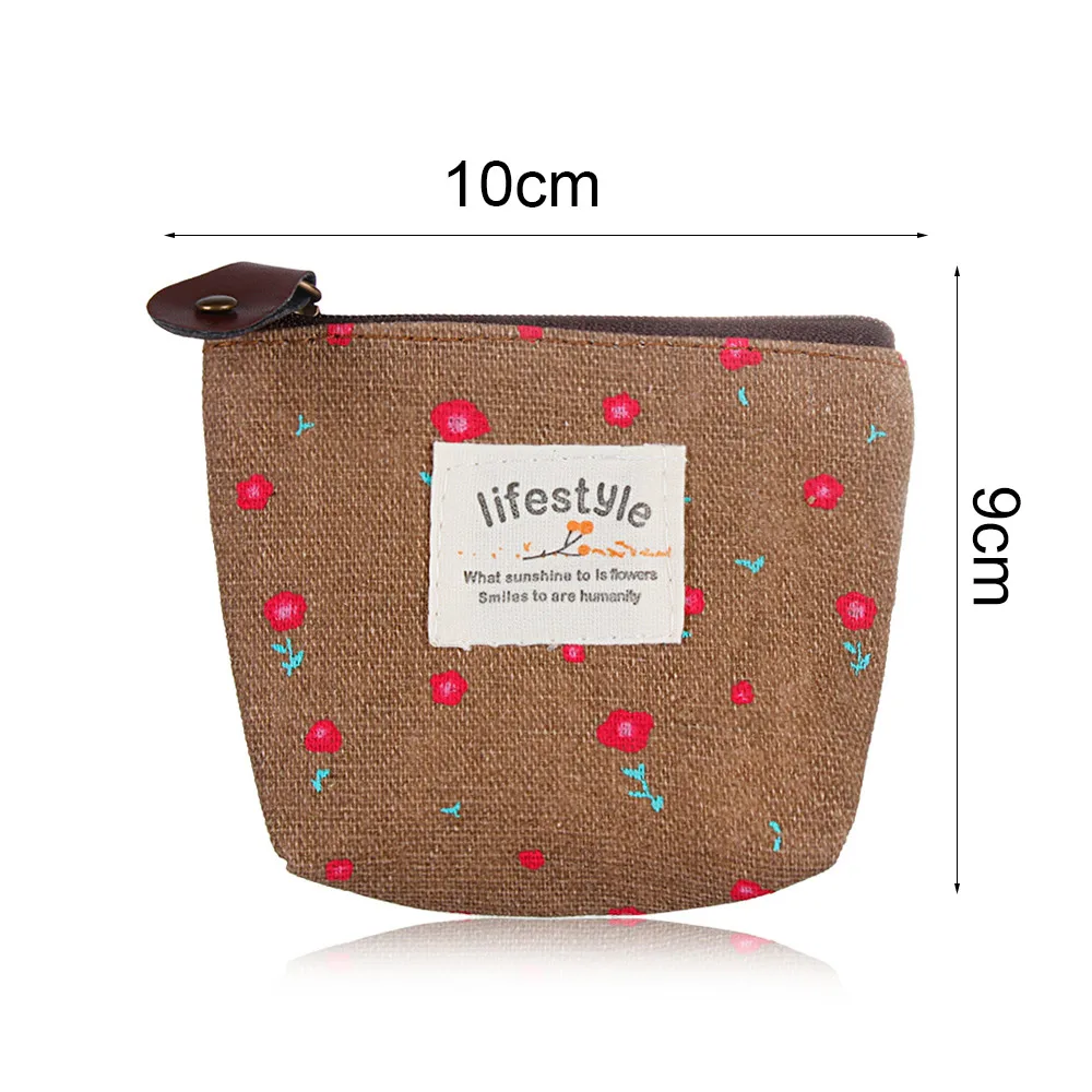 

1PC Fashion Floral Print Zipper Coin Purses Bag For Women Korean Style Small Mini Wallet Canvas Change Pouch Card Holder