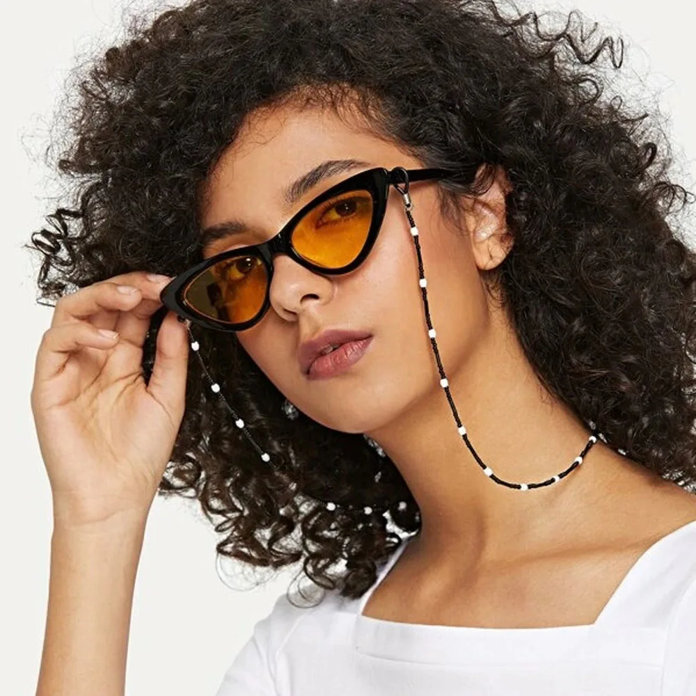 

Fashion Chic Black and White Beads Sunglasses Chain Eyewearing Beaded Chain for Women 2019