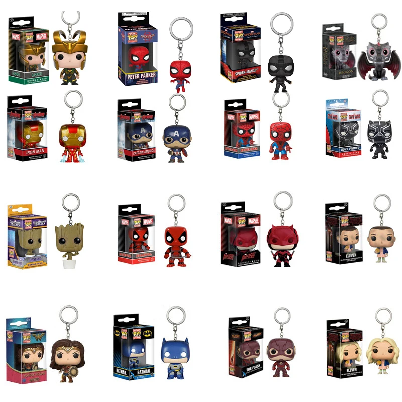 FUNKO POP Marvel Мстители и странные вещи Бэтмен флэш гроттед Питер Паркер Человек-паук Фигурки игрушки для детей подарок