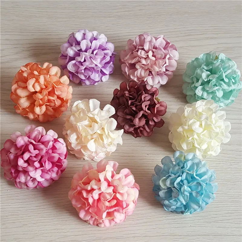 

50pcs 4.5cm artificial flower silk hydrangea carnation flower head wedding party decoration DIY wreath gift box scrapbook craft