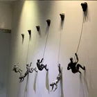 Скалолазание в горах, человек из смолы, железная проволока, настенное украшение, скульптурные фигуры, ретро Статуя, домашний декор на стену, аксессуары