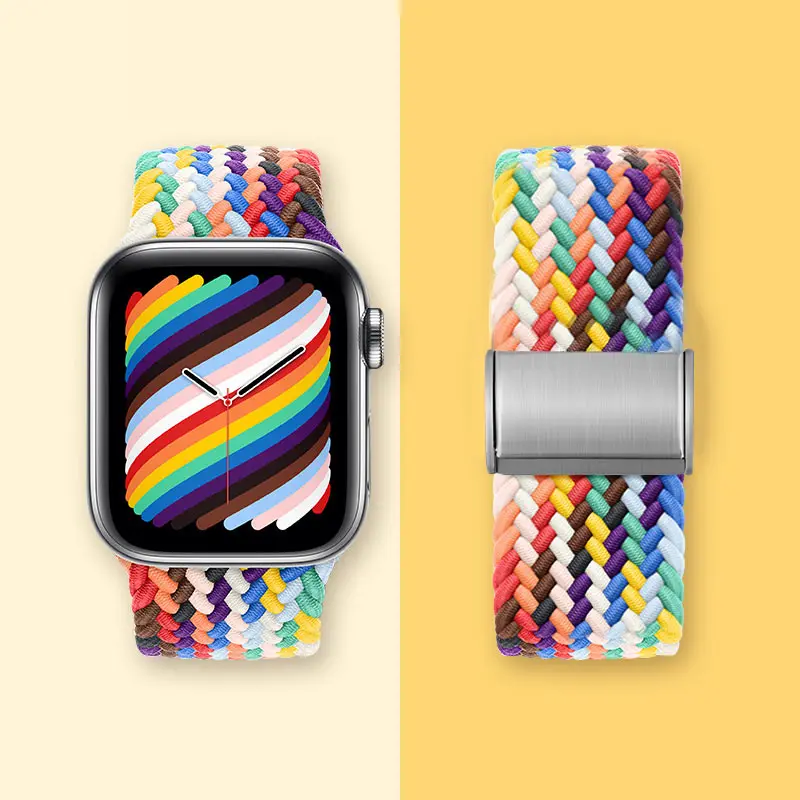

Braided Solo Loop Strap For Apple Watch Band 44mm 40mm 42mm 38mm 41/45mm Nylon Elastic Fabric Bracelet iWatch Serie SE 6 5 4 3 7
