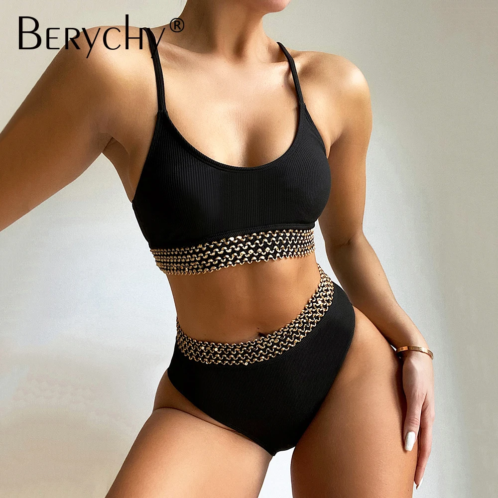 

Купальник-бикини Berychy женский с завышенной талией, пикантный купальник с принтом листьев, комплект бикини с оборками, Тропическое бикини пл...