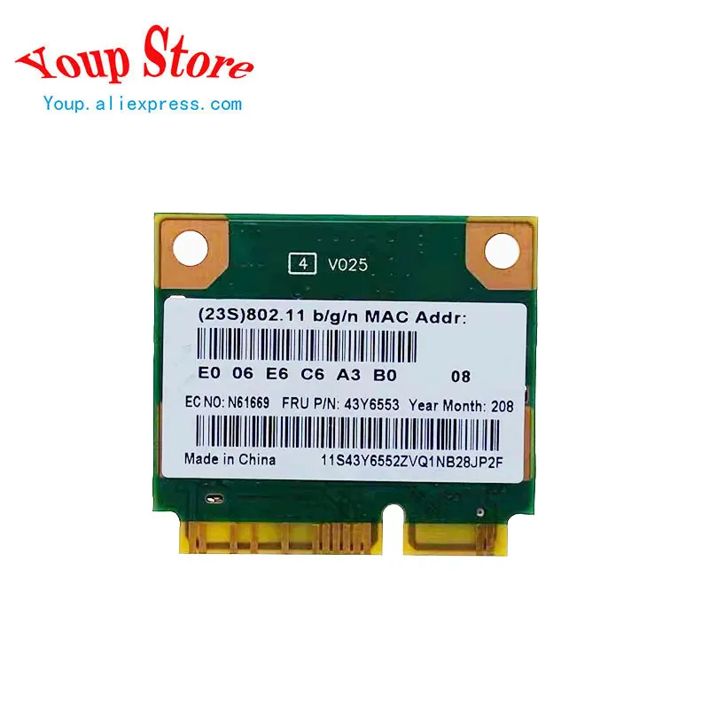 RTL8191se Half PCI-E беспроводной модуль Wi-Fi 802.11BGN аксессуары FRU 43Y6553 60Y3177 для Lenove Thinkpad X200S X201