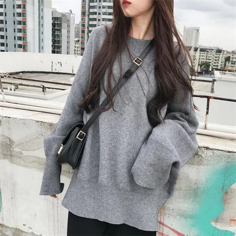 Новый 2021 осень-зима женские свитера в Корейском стиле Классические однотонные
