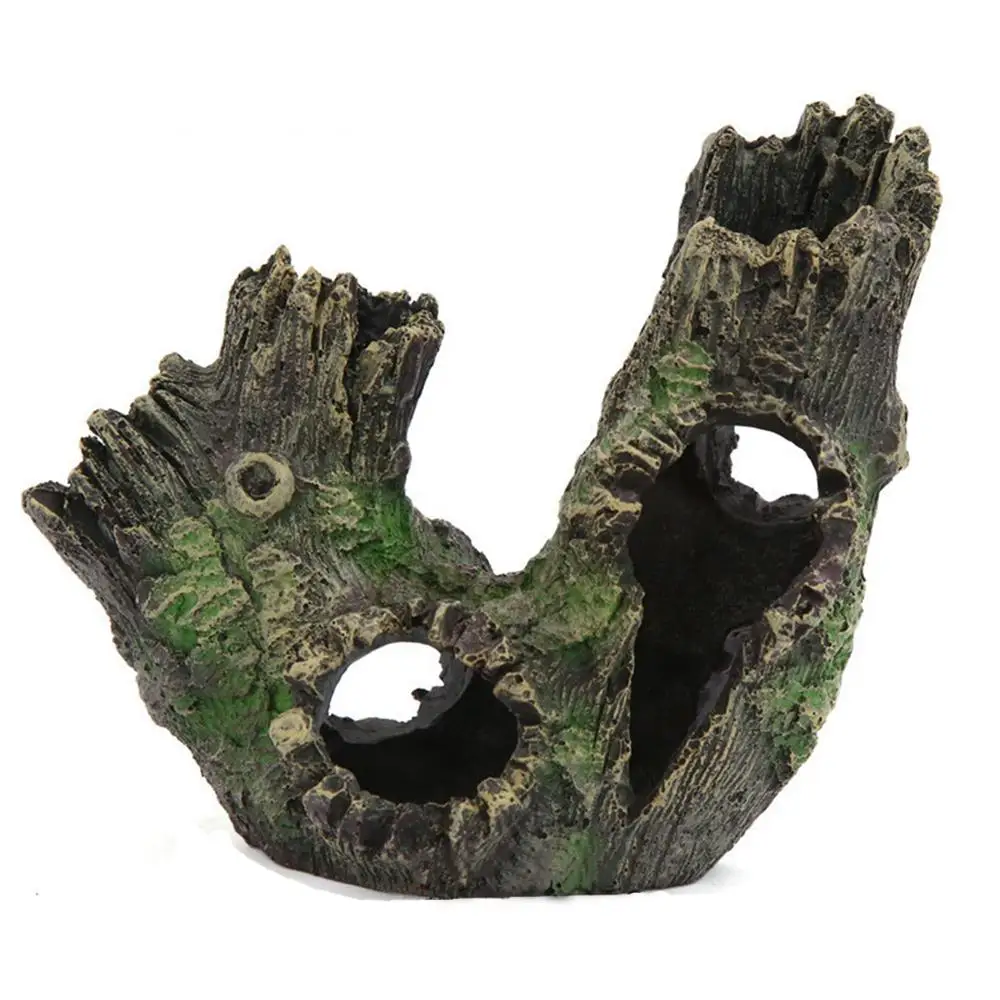 Aquarium Ornament Resin Wood Trunk Fish Tank Decoration for Crystal Red Shrimps Hide Cave House Betta Sleep Play Breed | Дом и сад