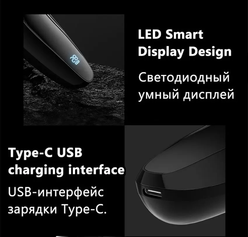 

Enchen Men Electric Shaver Type-C USB Rechargeable Razor LCD Display Waterproof 3 blades portable beard trimmer shaving machine