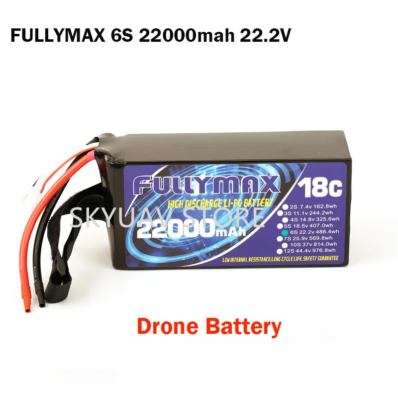 

Fully MAX High Discharge LI-PO Battery 18C 6S 22.2 488.4wh 22000Mah Battery For Agricultural Drone