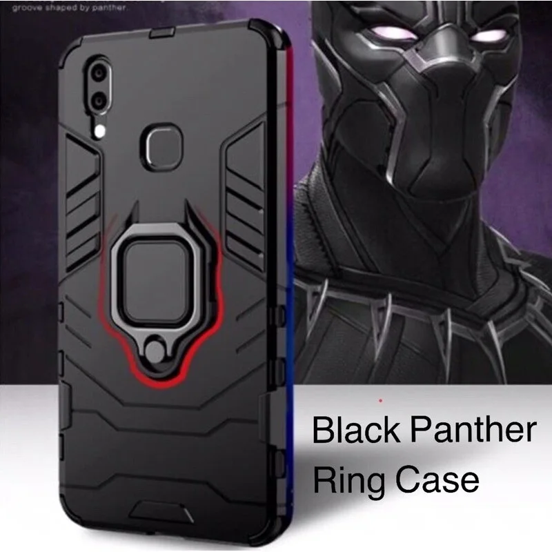 

Casing Realme C1 C2 C3 C11 2021 C12 C15 C17 5i 5s 6i 7i 2 5 6 7 Pro Narzo 20 Pro 30a Black Panther Ring Stand Phone Case