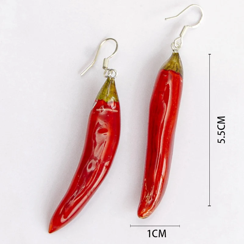 

Creative Fashion Red Pepper Pendant Earrings Ladies Chili Red Pepper Shape Drop Earrings Statement Jewelry for Women Girls Gift