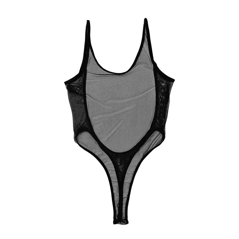 Женское Прозрачное нижнее белье в сеточку без рукавов с открытой спиной и