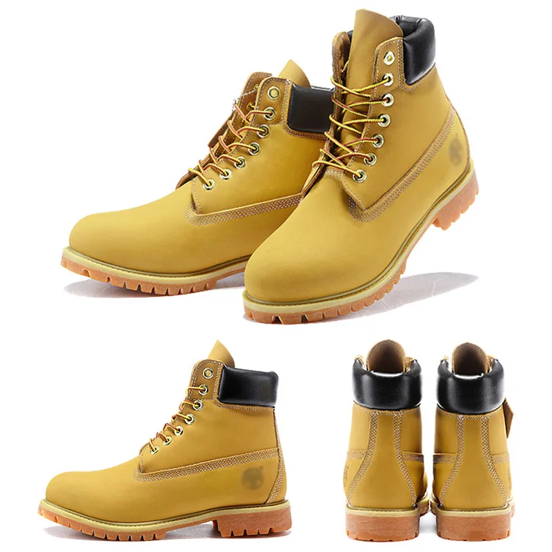 

Fashion Genuine Leather Round Toe Square Heel Ankel Boots for Women Men Winter velvet Keep warm Lace-Up Couple Boots Anti-wear