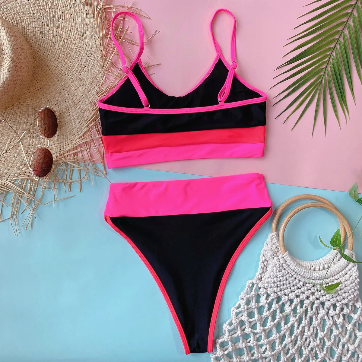 

hot sale bikini Shoulder Strap fashion style spliced bikini ladies split swimsuits bikini Swimming Suits Swimwear Beachwear new