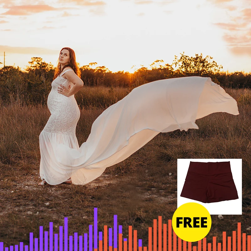 Платье для беременных; кружевное платье для фотосессии; необычное сексуальное платье для беременных; платье-комбинация с лямками длиной 2 метра и шлейфом