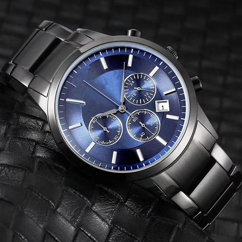 

Classic Watch Mens Three-Eye Casual Business Sports Stainless Steel AR Men Watches Male Wristwatch Top Brand Luxury Clock