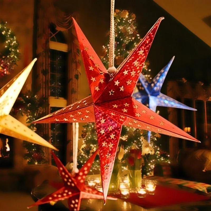 

30cm Christmas Paper Star Home Decor Lovely DIY Stars Xmas String Hanging Star Christmas Party Decoration Tree Ornaments