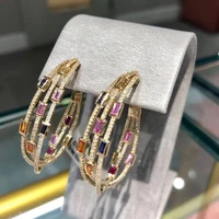 godki 2020 trendy twist across hoop earrings dubai colorful women bridal wedding jewelry aperture earring pulseras mujer moda