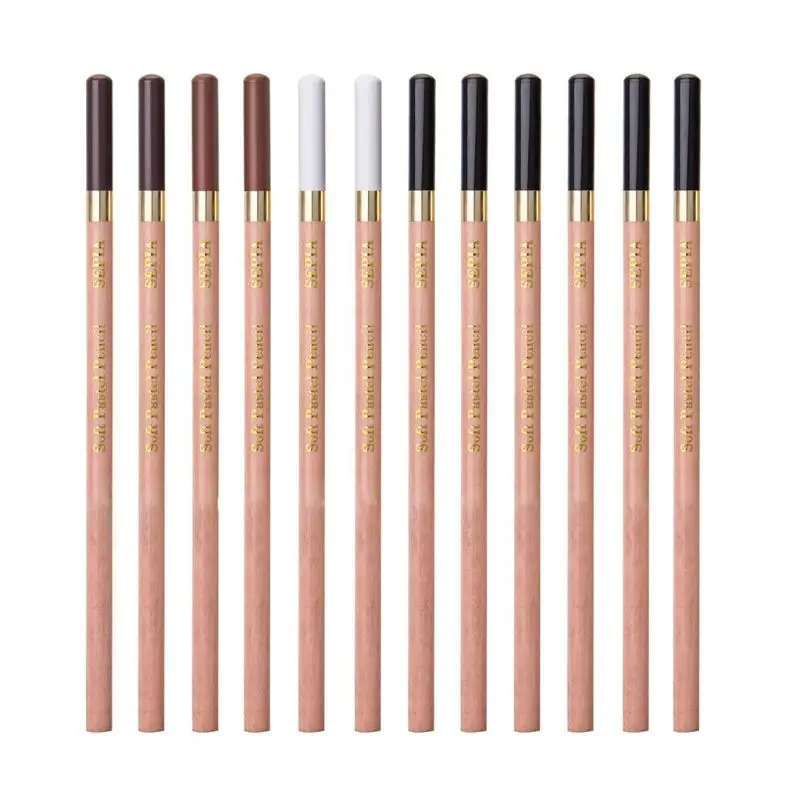 

12pcs/box Soft Pastel Wood Pencil Crayon Charcoal Pencils for Sketching Drawing B95C