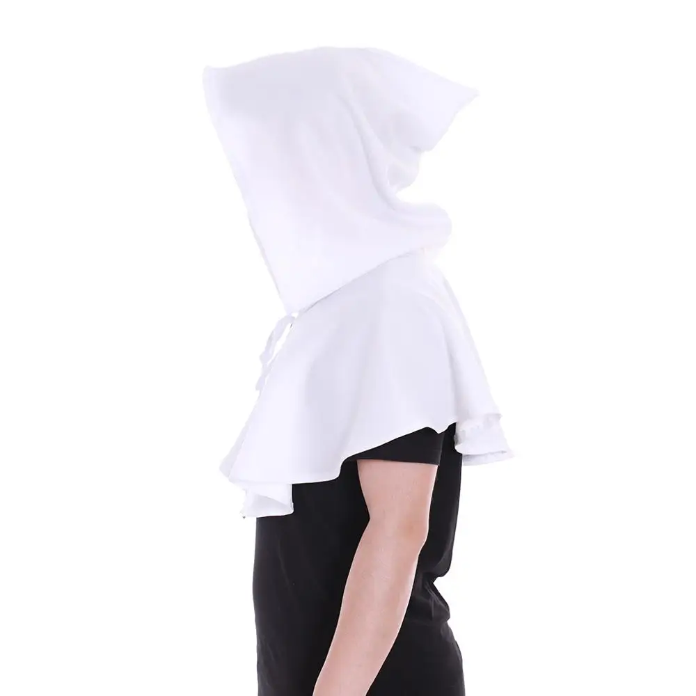 white Costumebuy мужской средневековый костюм в стиле «Ренессанс» капюшон полиэстер Capelet LARP мантия шляпа накидка унисекс принадлежности на хеллоуин для косплея - Цвет: white