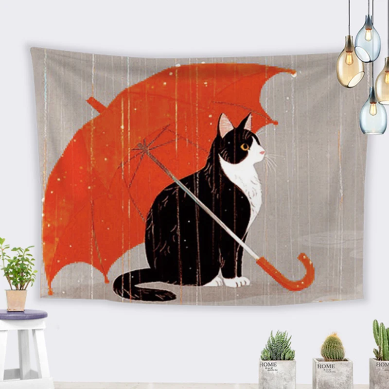 Милый Кот мультиформенная живопись полиэстер гобелен современные украшения для